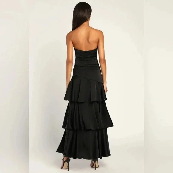 chinese dress ladies Lulus Amara One Shoulder Tiered Maxi Dress Gray Multi